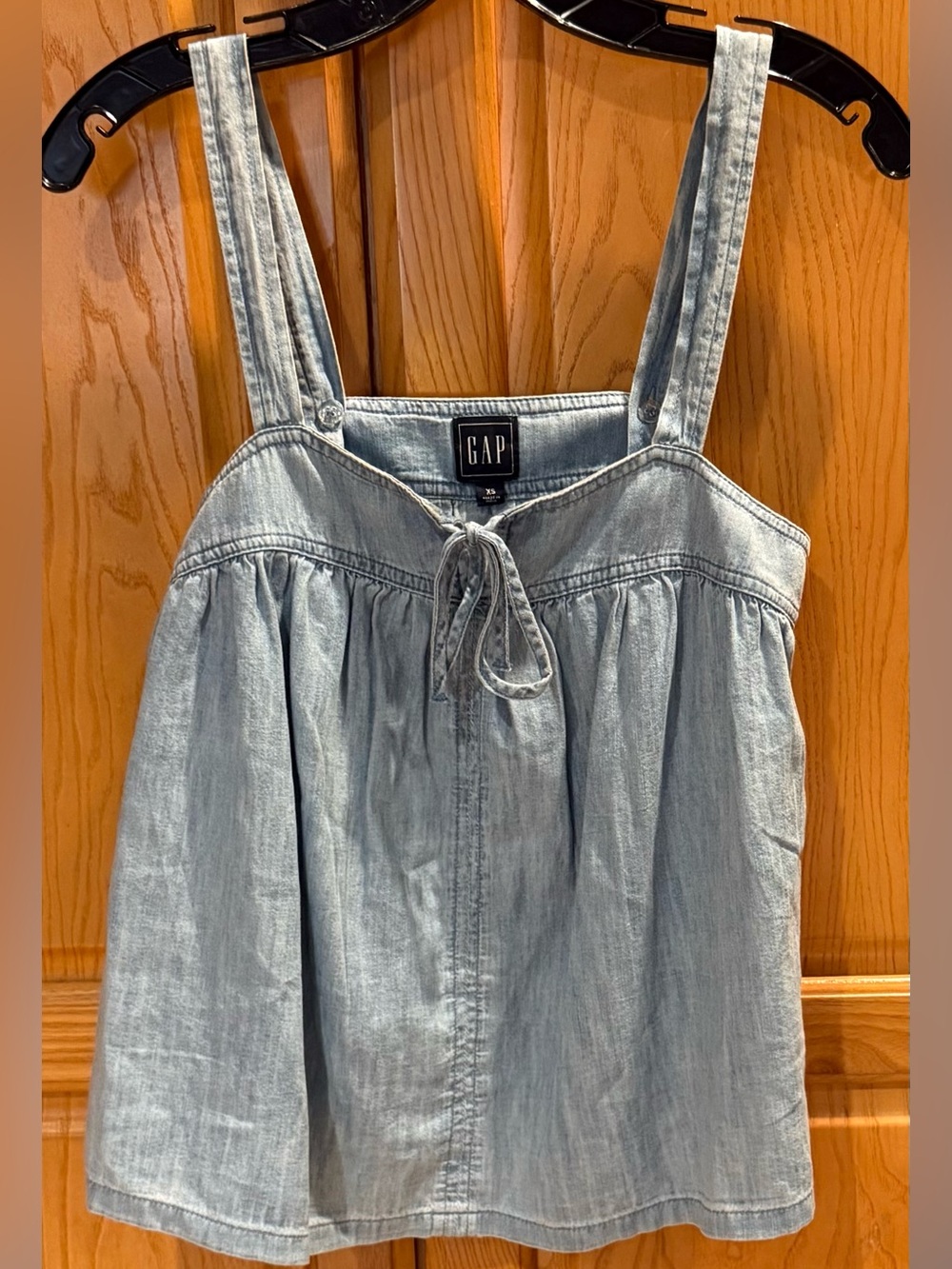 Gap Blue Chambray Babydoll Sleeveless Top Adjustable Shoulder Straps Size XS